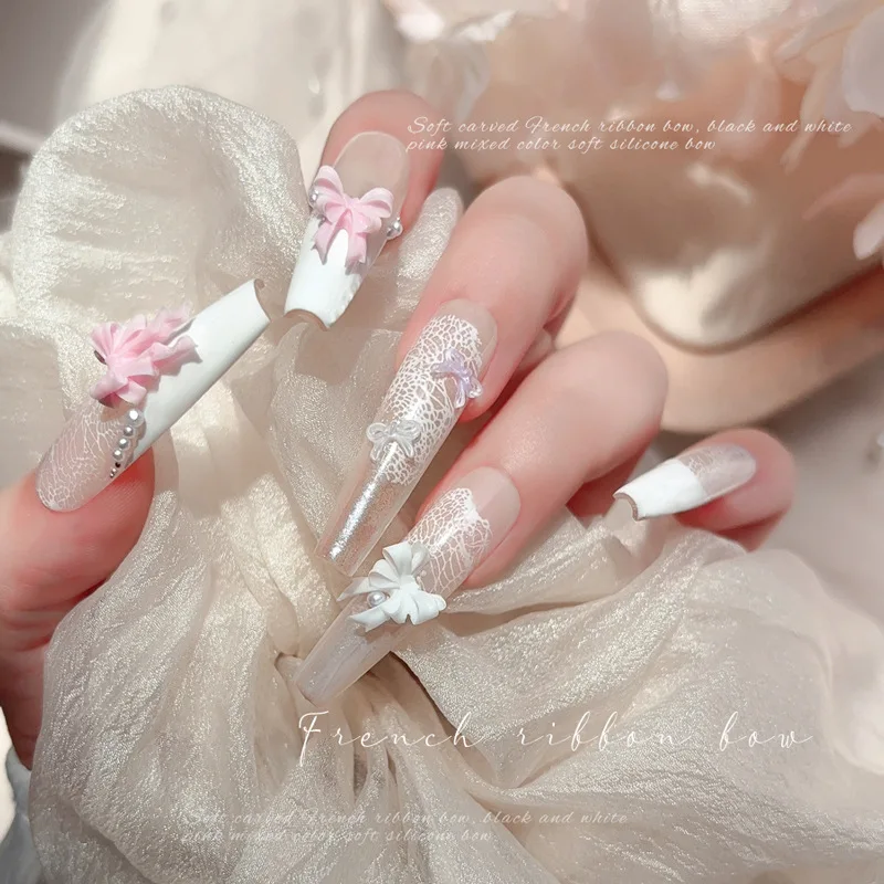 Gemischte Schleife 3D Harz Nagel Charms Mini Bunte Schleife Kawaii Strass Maniküre Zubehör DIY Salon Nail Art Dekorationen