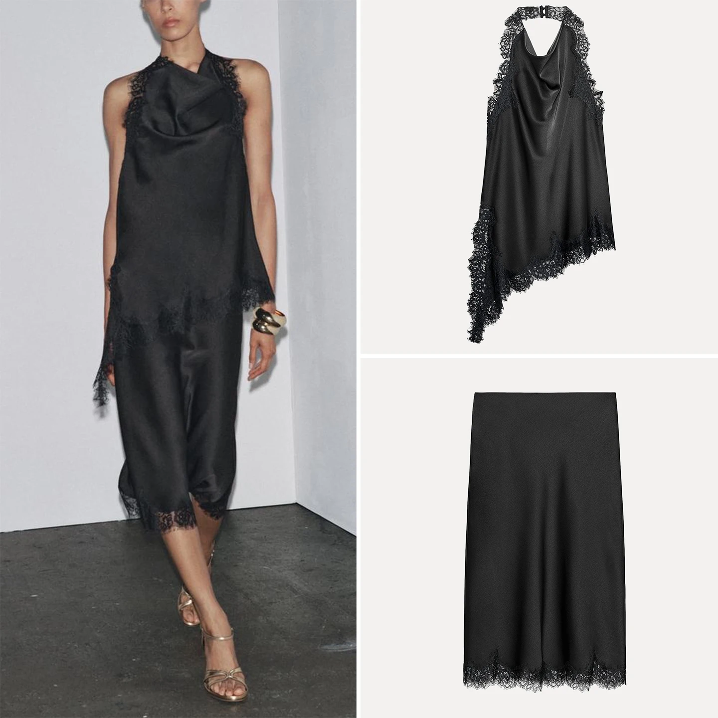 

Женский кружевной топ и юбка Ne, повседневный комплект Sle ort Sve round Ne Four Seasons, брюки из полиэфирного волокна семи длины