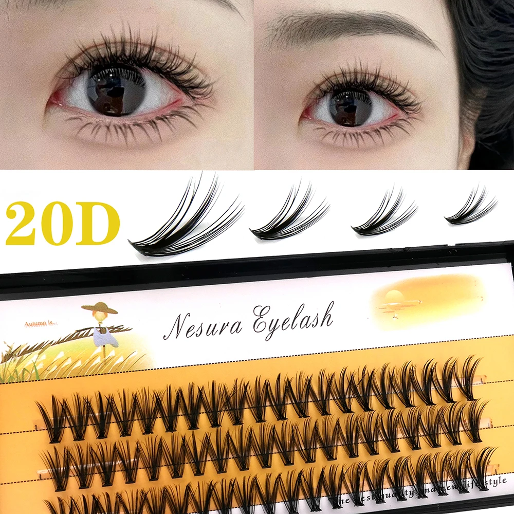 20D/30D Mink Grafting Lashes 1 box 60 Bundles Eyelash Extensions eyelashes Cluster Lashes Natural C Curl False Bundles Eyelash