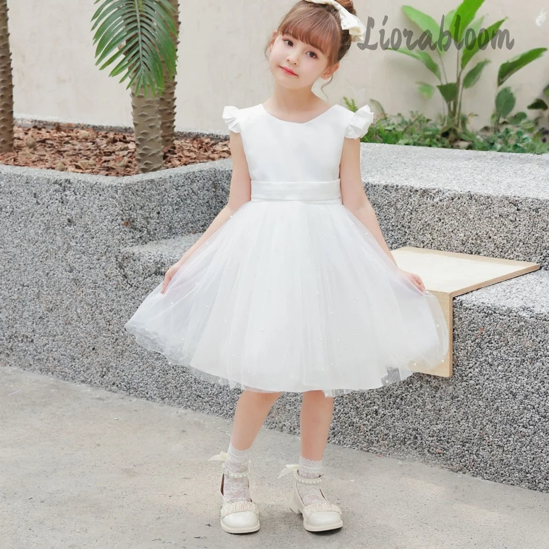 

Custom Multi-Color Girls' Formal Dress White Tulle Flower Girl Gown Women's Wedding Party Attire Dress свадебное платье