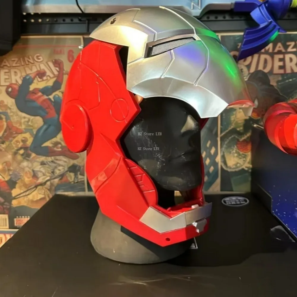음성 제어 아이언맨 헬멧 사운드 효과 포함 MK5 자비스 발광 마스크 전기 마스크 코스프레 장난감 생일 크리스마스 선물