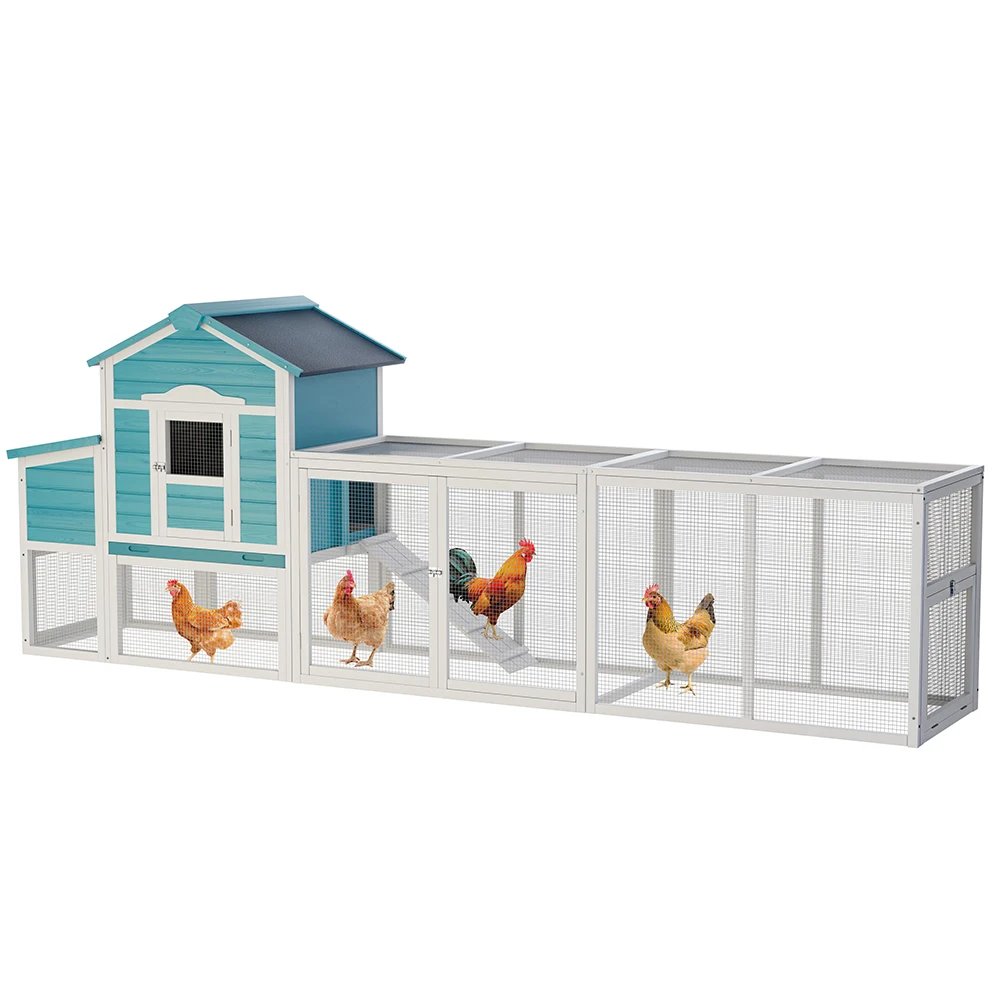 

Wooden Chicken Coop With Nesting Box Sliding Tray For Easy Cleaning, Large Outdoor Poultry Cage For Chickens