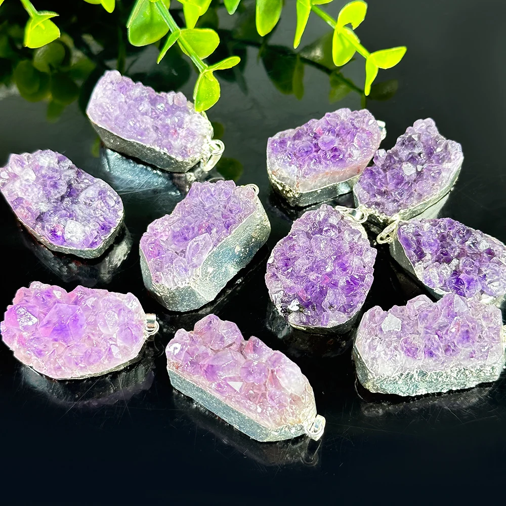 1PC Natural Amethyst Necklace Radiant Blend of Beauty and Energetic Power intricate crystal structure