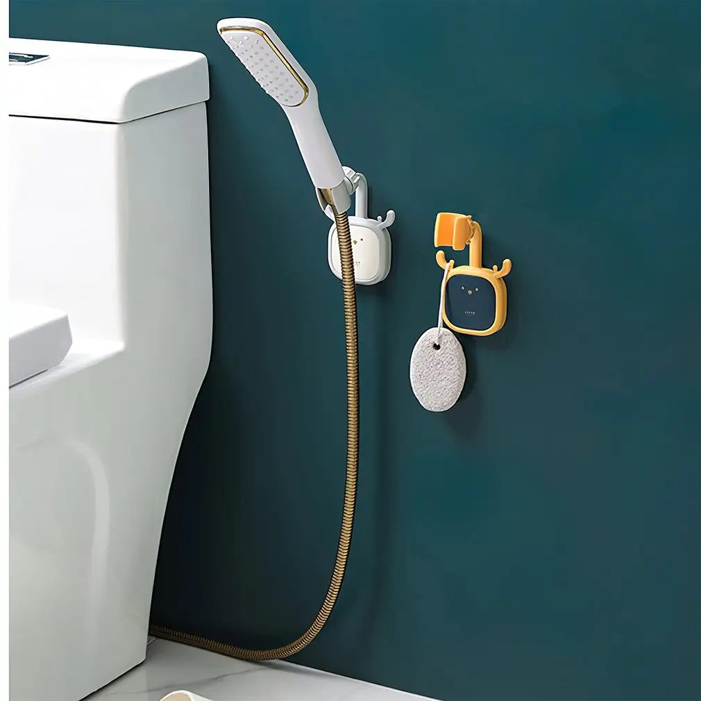 Shower Holder Universal Not Suction Cup Shower Head Holder Punch-Free Bathroom Bracket Adjustable 360° Rotation ABS Fixed Base