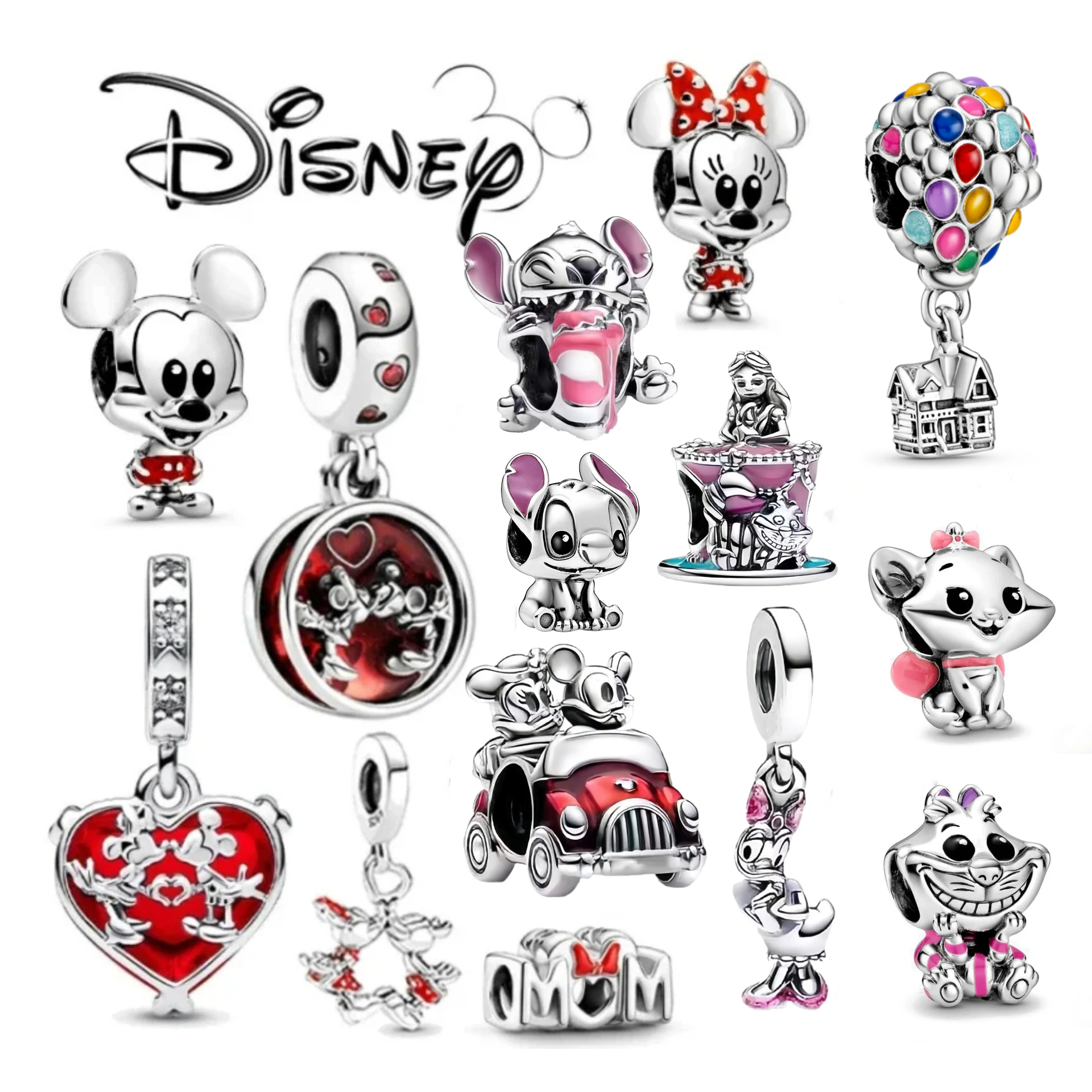 

Disney 925 Sterling Silver Pink Stitch Birthday Cake Beads Mickey Charm Fit Original Pandora Bracelet DIY Minnie Jewelry Gifts