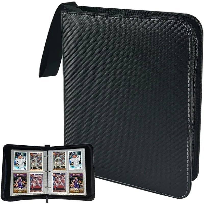 

400 Pockets Trading Card Binder PU Cover Zip Collector Album Portable Storage Case Suitable for Game Cards Sport Cards