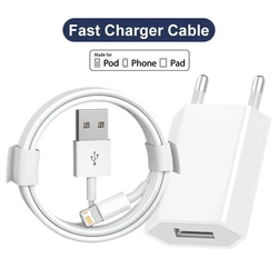 EU USB Charger Fast Charging Cable for iPhone X XR XS 11 12 13 Pro Max 14 8 7 6 6S Plus 5S Lighting to USB Data Cord Charge Line