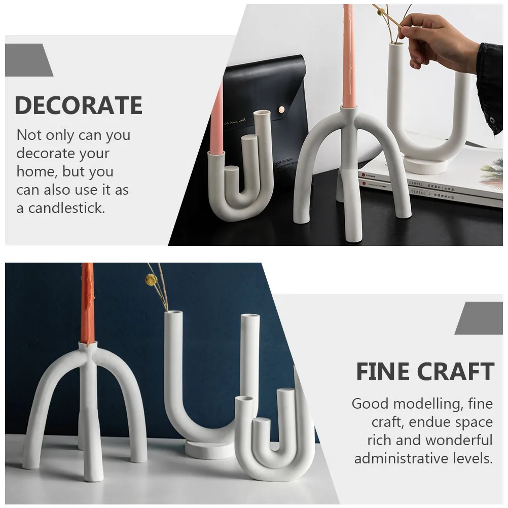 

1Pcs Ceramic Candleholder White Simple Design Nordic Style Candleholder Romantic Home Party Wedding Decor