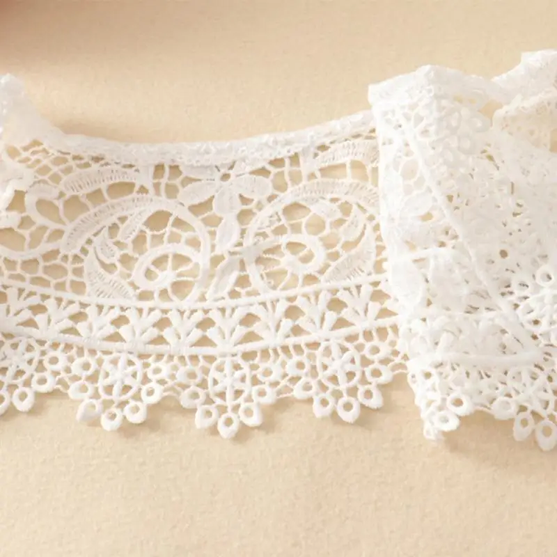 10CD Hollow Out Ribbon Bow Fake Collar Shawl Wrap Pastoral Embroidery Lace Necklace