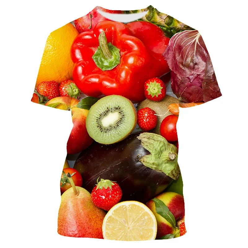 

Strange Delicious Fruit Pattern T-Shirt For Men Colorful 3D Printed Tees Summer Casual Short Sleeves Loose T Shirts O-Neck Tops