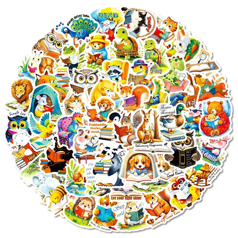 56 stuks cartoon gepersonaliseerde dierenlezing creatieve doodle decoratieve stickers