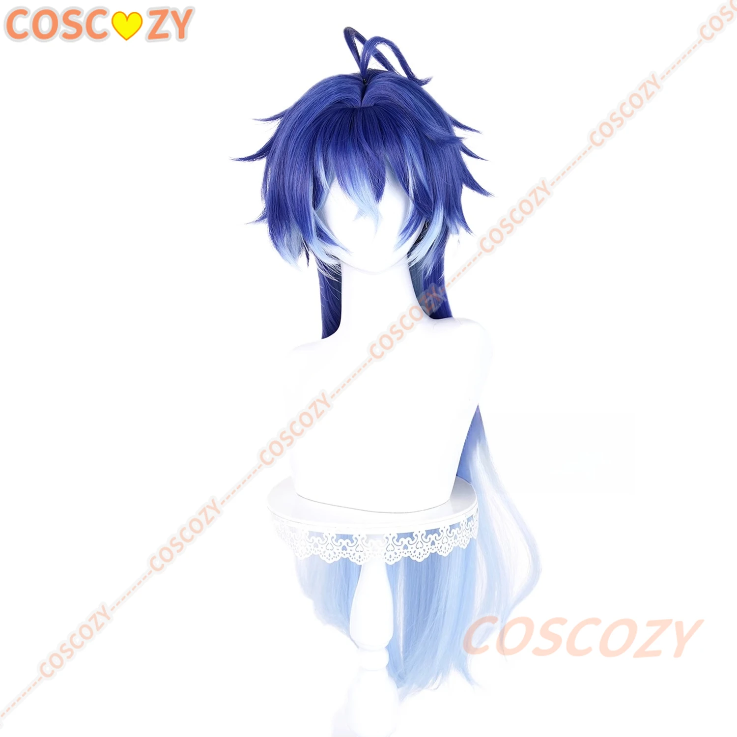 Game Genshin Impact Flins Cosplay Wig Long Blue Heat Resistant Synthesis Hair Halloween Carnival Party Wigs For Women Men Boys