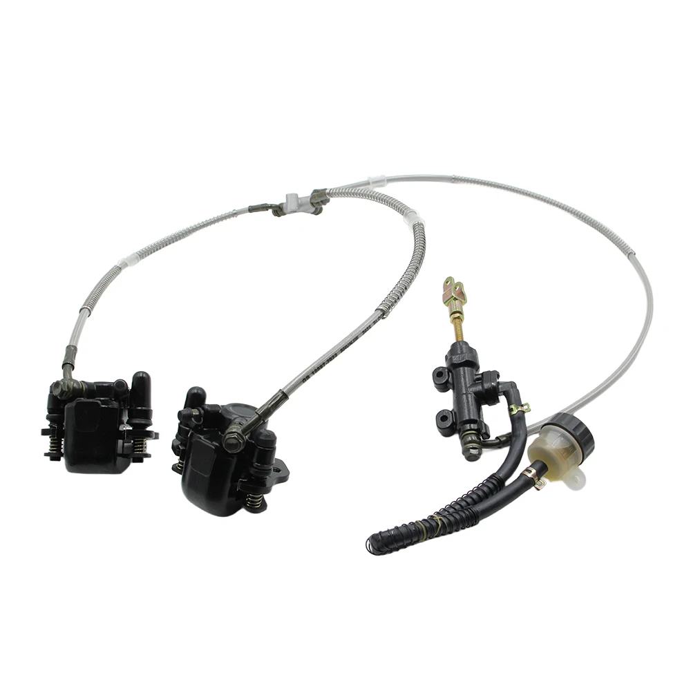 Hydraulic Rear Twin Foot Brake Caliper Master Cylinder Assembly For 150cc 200cc 250cc Electric ATV Quad Golf Go Kart UTV Buggy image 2