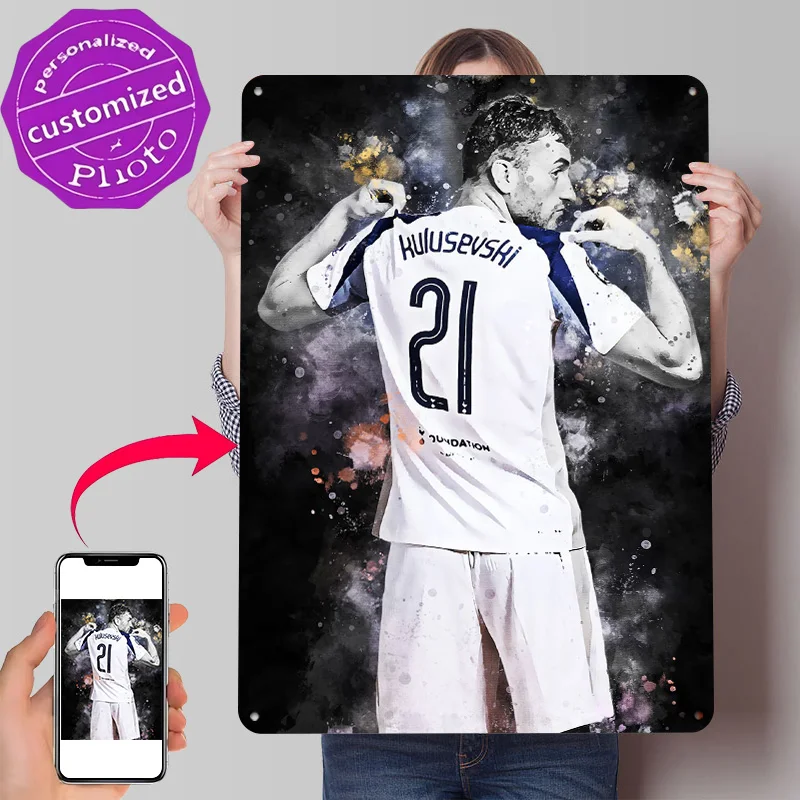 Kulusevski Soccer Player Art Personalized 3D Textured Metal Poster Wall Art Vintage Tin Signs for Decoration Home Decor Items