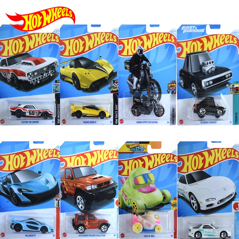 2024J Original Hot Wheels Car Let\'s Race Boy Toy 1/64 Diecast Fast & Furious Dodge Charger Camaro Pagani Honda Motorbike McLaren