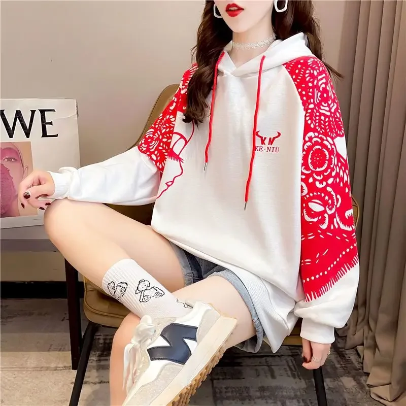 女性用ミッドレングスフード付きジャケット,上質なコットンフード付きジャケット,トレンディなフード付きコート,ゆったりとした,韓国のファッション,カジュアル,春,秋