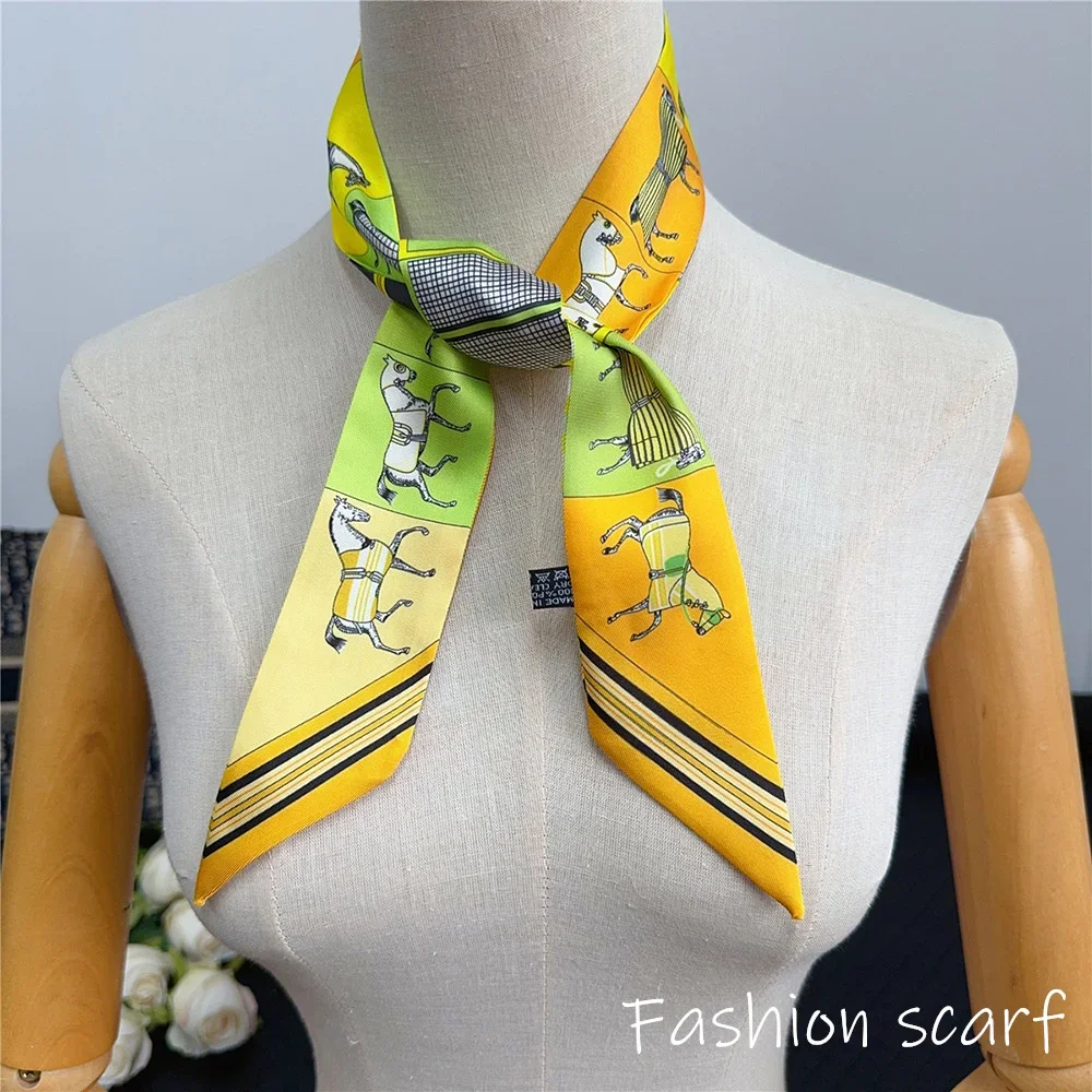 Fashion New Women's Versatile Hot Sale Pumpkin Carriage Binding Bag Ribbon Hair Band Decorative Ribbon Small Scarf Silk Scarf