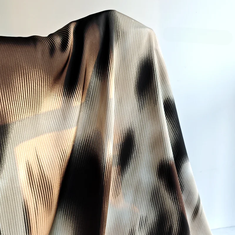 Light and Shadow Moir É Lines Irregular Printing and Dyeing Translucent and Soft Drape Shirt and Dress Designer Fabric