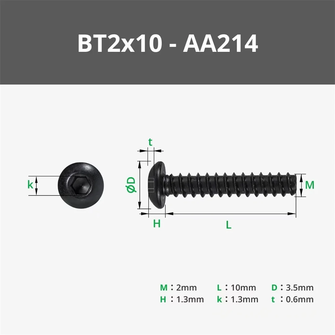 Tuozhu 3D printing model dedicated standard part BT2 semi-circular head self tapping screw maker treasure trove