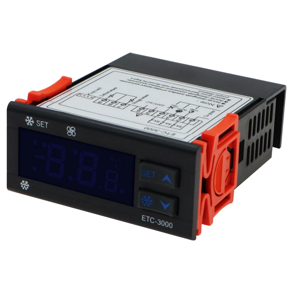 ETC-3000 Mini regolatore di temperatura Termostato per frigorifero Regolatore Termoregolatore NTC Doppio sensore 220 V 40% di sconto