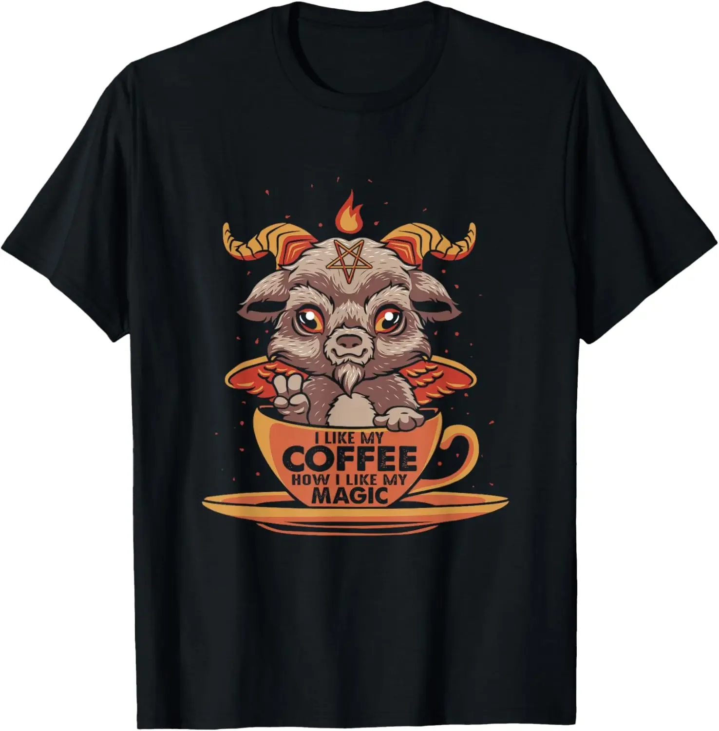 

Cute Coffee Magic Graphic T-Shirt Men's Breathable Cotton Casual Tee