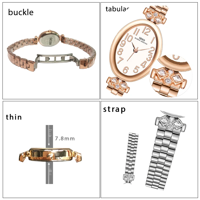 Original Luxury Brand Watches Women Golden Steel High Quality Waterproof Handwatches Female Elegant Small Oval Ladies Wristwatch