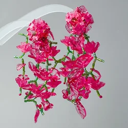 Exaggerate Flower Earrings Unique Big Flowers Elegant Long Earring Handmaking Beaded Floral Earrings Wholesale Custom Packaging