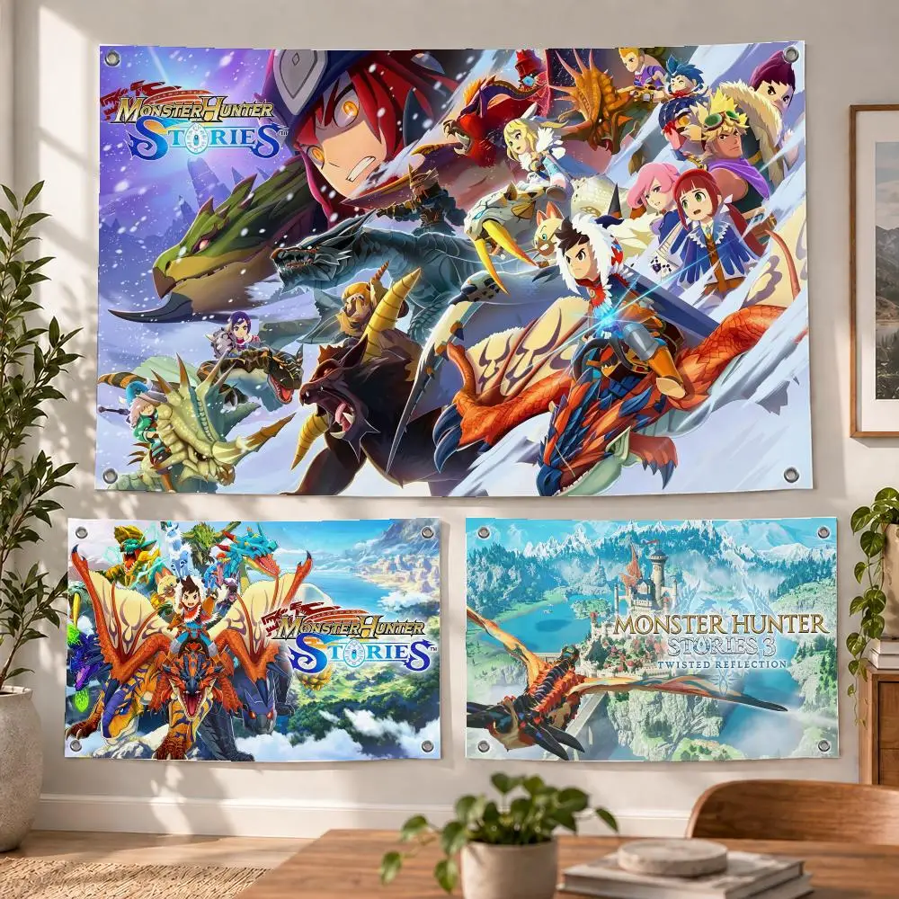 Game RPG Monster Hunter Stories Flags Decorative Flag Banner Indoor Bedroom Dorm Gaming Room Wall Party Club Decor Fan Gift
