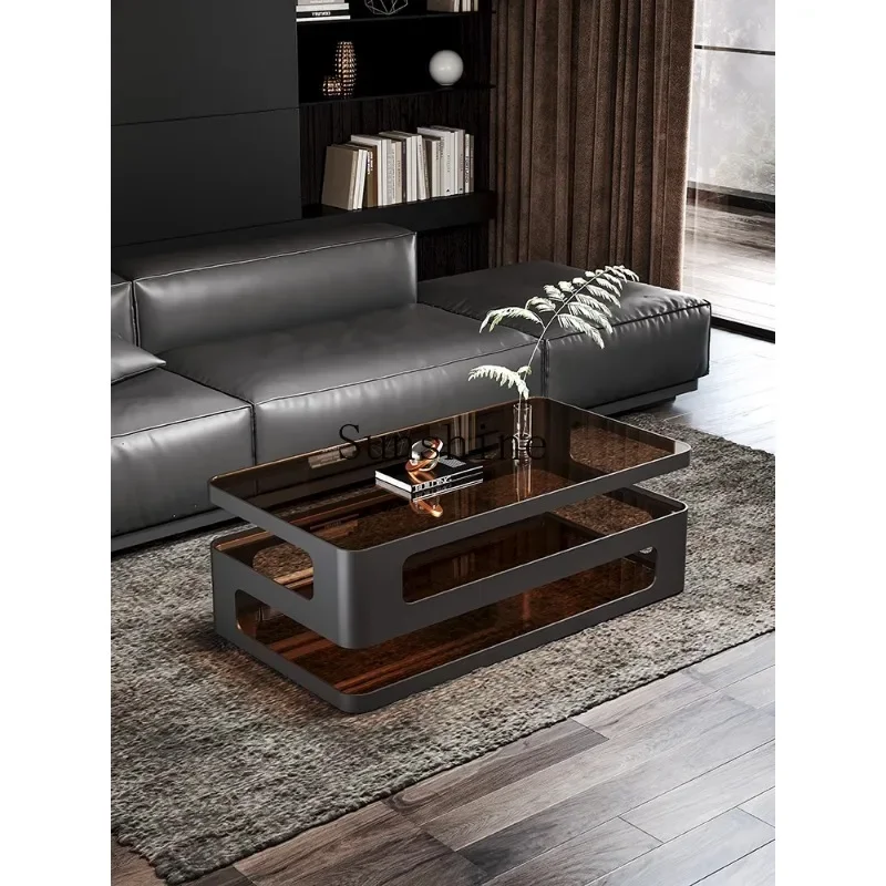 Rectangle coffee table tempered glass living room household simple modern coffee table