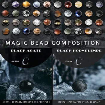 暗黑系列復古黑色天然拉長石月光石珠手鍊 男士火山瑪瑙石彈性手工飾品 女士 6 最佳銷售 黑月光石 - №2