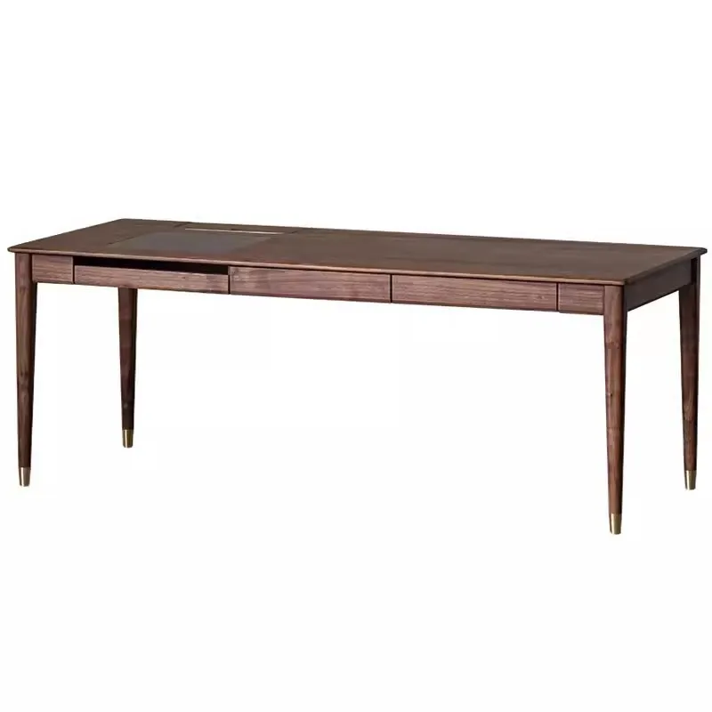 North American computer desk student household copper feet cherry wood black office study Nordic walnut all solid wood
