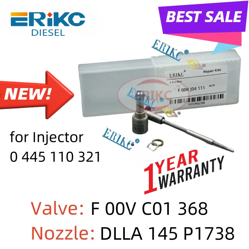Nozzle DLLA145P1738 OEM 0433172062 Valve F00VC01368 Fuel Common Rail Injector Overhaul Kit for JMC 0445110630 0445110321