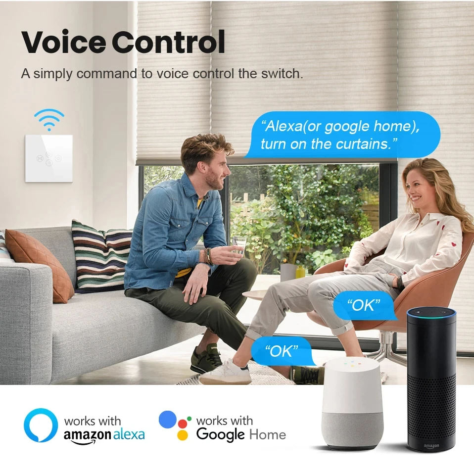 MIUCDA Tuya WiFi Smart Curtain Switch tapparelle tapparelle motore Smart Home Life APP telecomando funziona per Alexa,Google Home