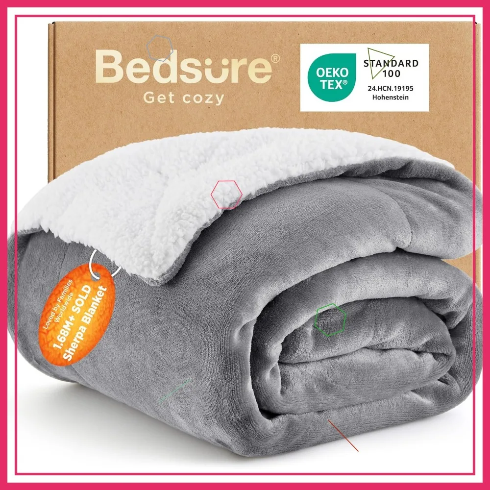 

Мягкий флисовый плед для дивана, размер Twin - Теплое зимнее плюшевое одеяло, серое, 60x80 дюймов