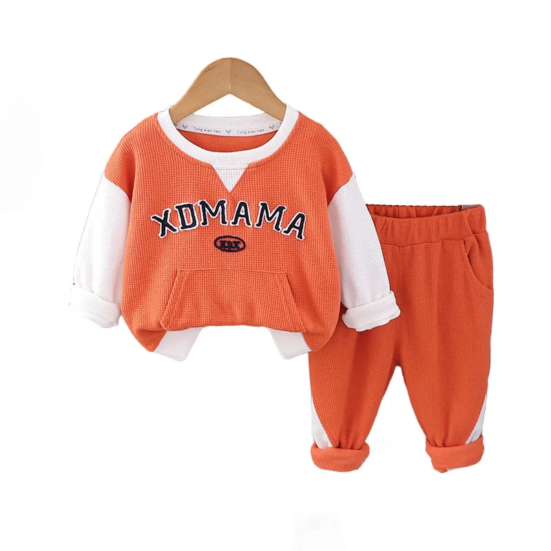 Toddler Boys Outfits 2024 Fall Baby Boy Clothes 1 To 5 Years Letter Patchwork Long Sleeve Hoodies Tops and Pants Kids Tracksuits