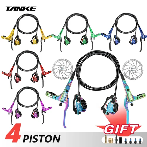 TANKE MTB freno de disco hidráulico de 4 pistones bicicleta almohadilla de resina pinza de presión de aceite freno bidireccional 160mm Rotor Tb-600 freno hidráulico