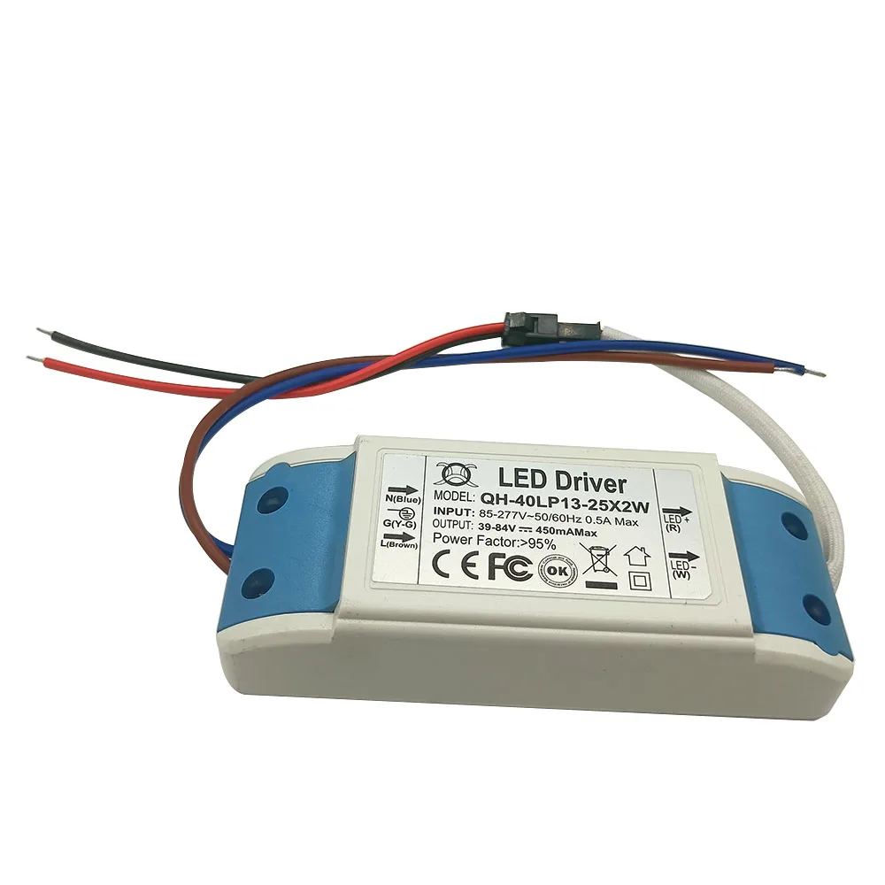 2 Pieces 13-25x2W DC39-84V 430mA - 450mA 30W 40W LED Driver High Power LED Powr Supply For Floodlight