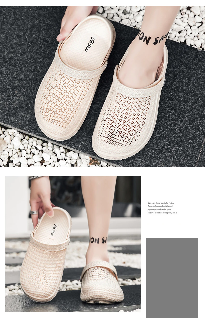 Herren Atmungsaktive Clogs Rutschfeste EVA Gartenschuhe Lässige Slip-on Pflege- und Kochschuhe Strand-Sandalen für Outdoor und Indoor im Sommer – Detail 12
