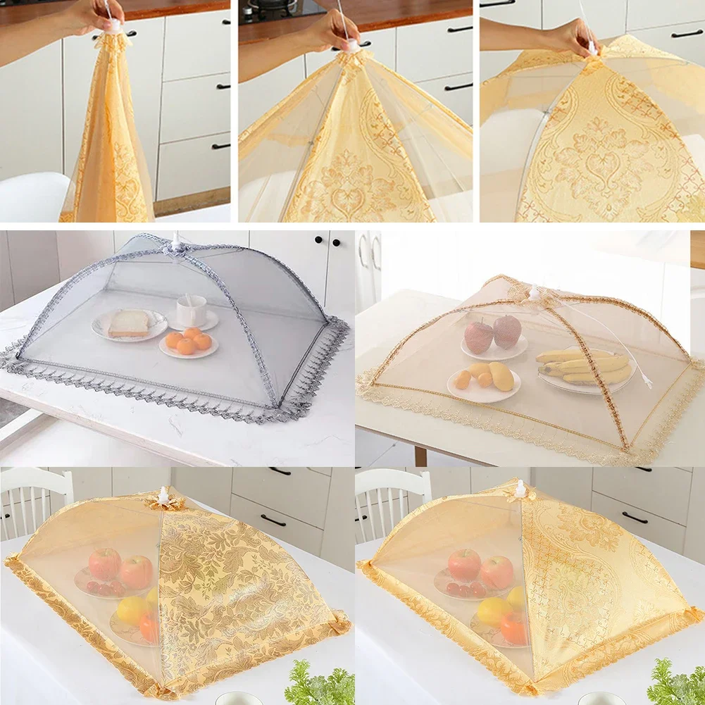 Portable Umbrella Style Food Cover Anti Mosquito Meal Cover Lace Table Cover Food Cover Kitchen Gadgets Cooking Tools 50x70cm