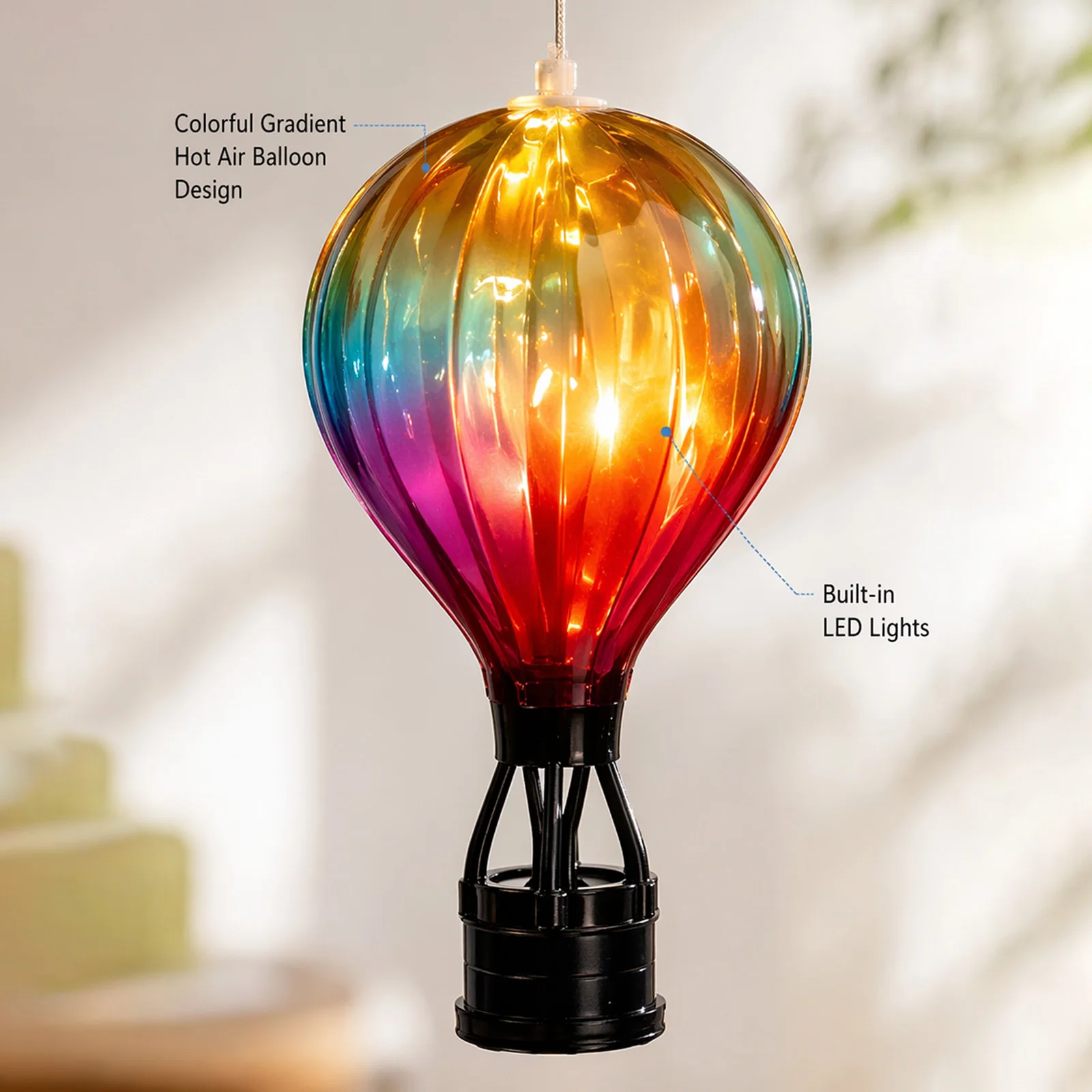 6 Pack Solar Hot Air Balloon Lights Flame LED Effect Garden Decor Auto On/Off 6H Runtime
