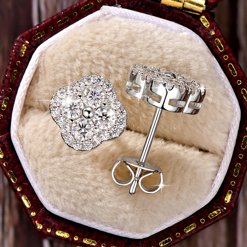 

RAPRGOLD 2.5mm Moissanite Sweet Four Leaf Clover Piercing Stud Earrings for Women 14K Gold Filled Fine Jewelry Anniversary Gifts
