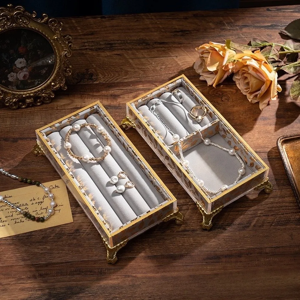 Jewelry Tray Organizer With Golden Legs Elegant Display Case For Rings Earrings Bracelets Home Decor Accessories