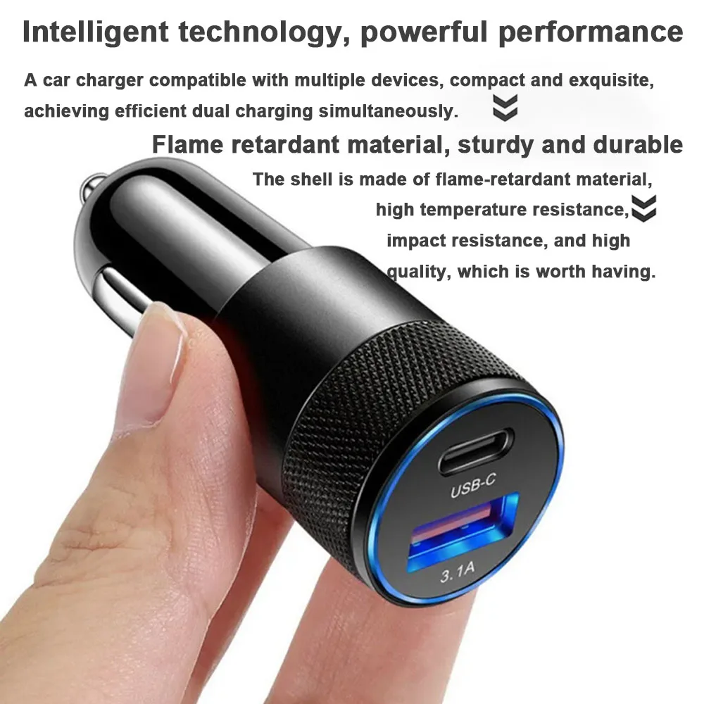 Pengisi Daya Mobil USB 66W Pengisian Cepat 3.0 USB Tipe C Adaptor Ponsel Pengisi Daya Cepat untuk Tablet Laptop Iphone