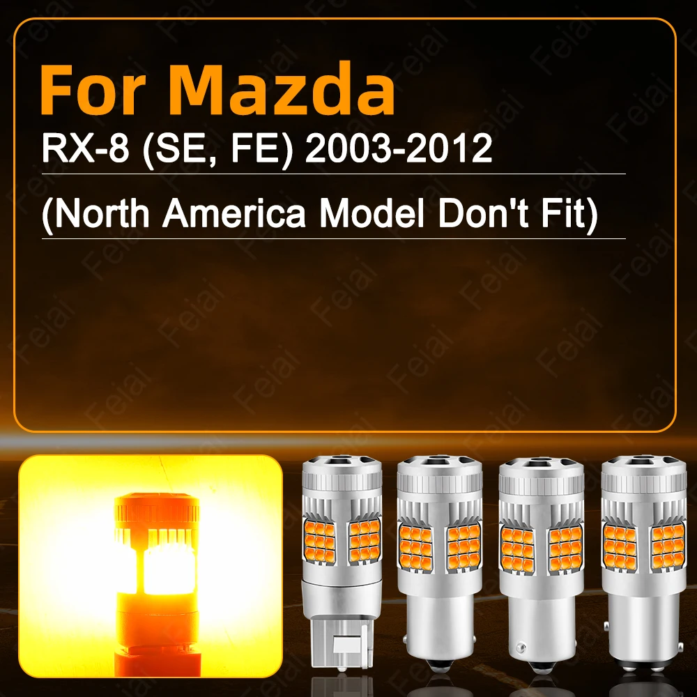 For Mazda RX-8 Turn Signal LED Light Car Indicator Bulb Amber RX8 2003 2004 2005 2006 2007 2008 2009 2010 2011 2012 Accessories
