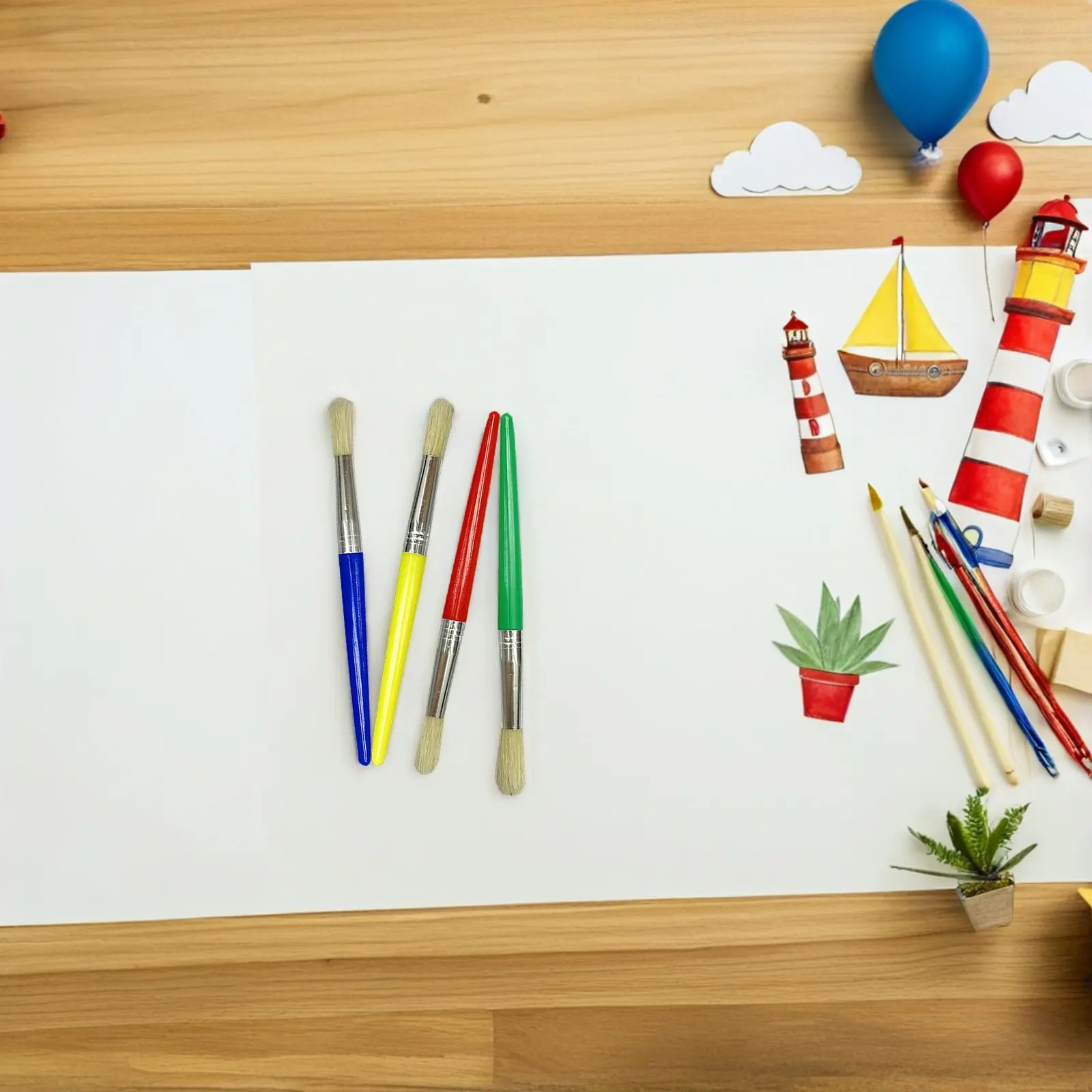 

Набор кистей для рисования из 4 штук для детей, кисти для начинающих, с удобной пластиковой ручкой, премиум-качество щетины