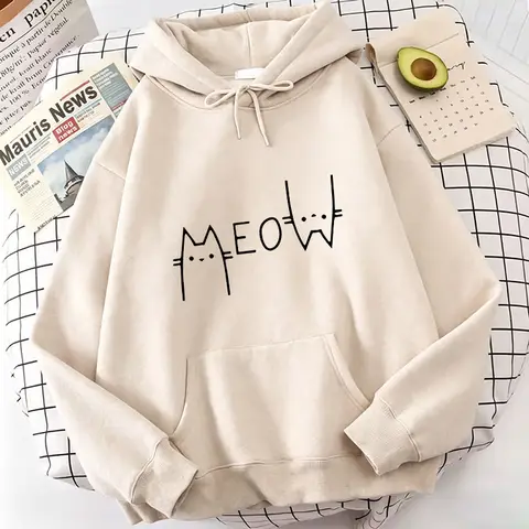 Japanes Style Funny Meow Cat Print Hoodies Casual Hoodies Sweatshirts Men Women Tops Hoodie Sweatshirt Manga