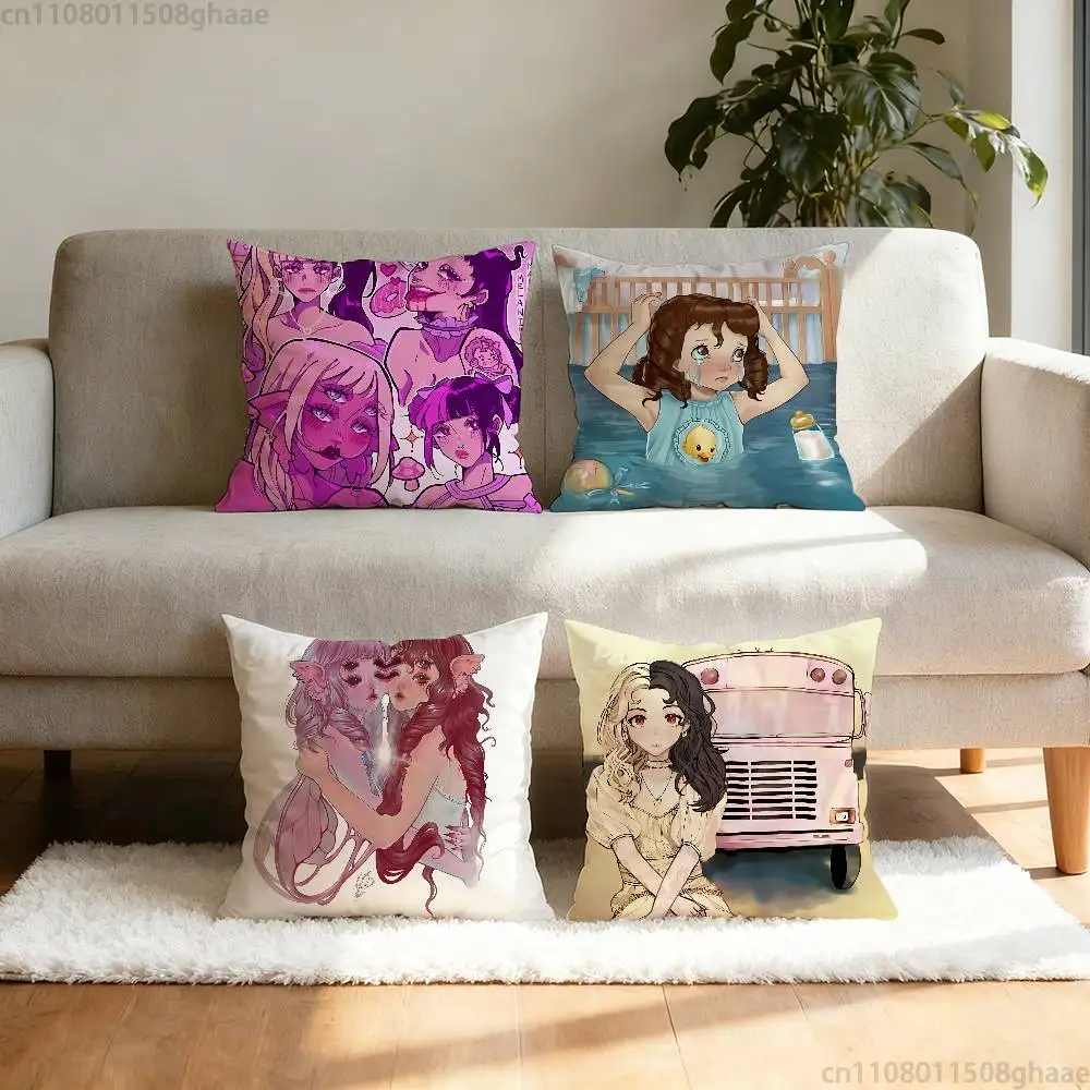 

M-Melanie Martinez Singer Pillow Case Square Double-Sided Printing Short Plush Sofa Cushion Cover Bedroom Bedside Pillow