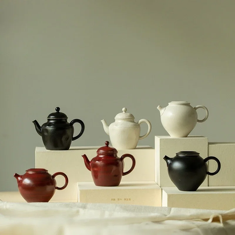

150ML Wabi Silent Wind Teapot Japanese Household Handmade Ceramic Brewing Teapot Creative Literati Tea Set Small Teapot Ornament