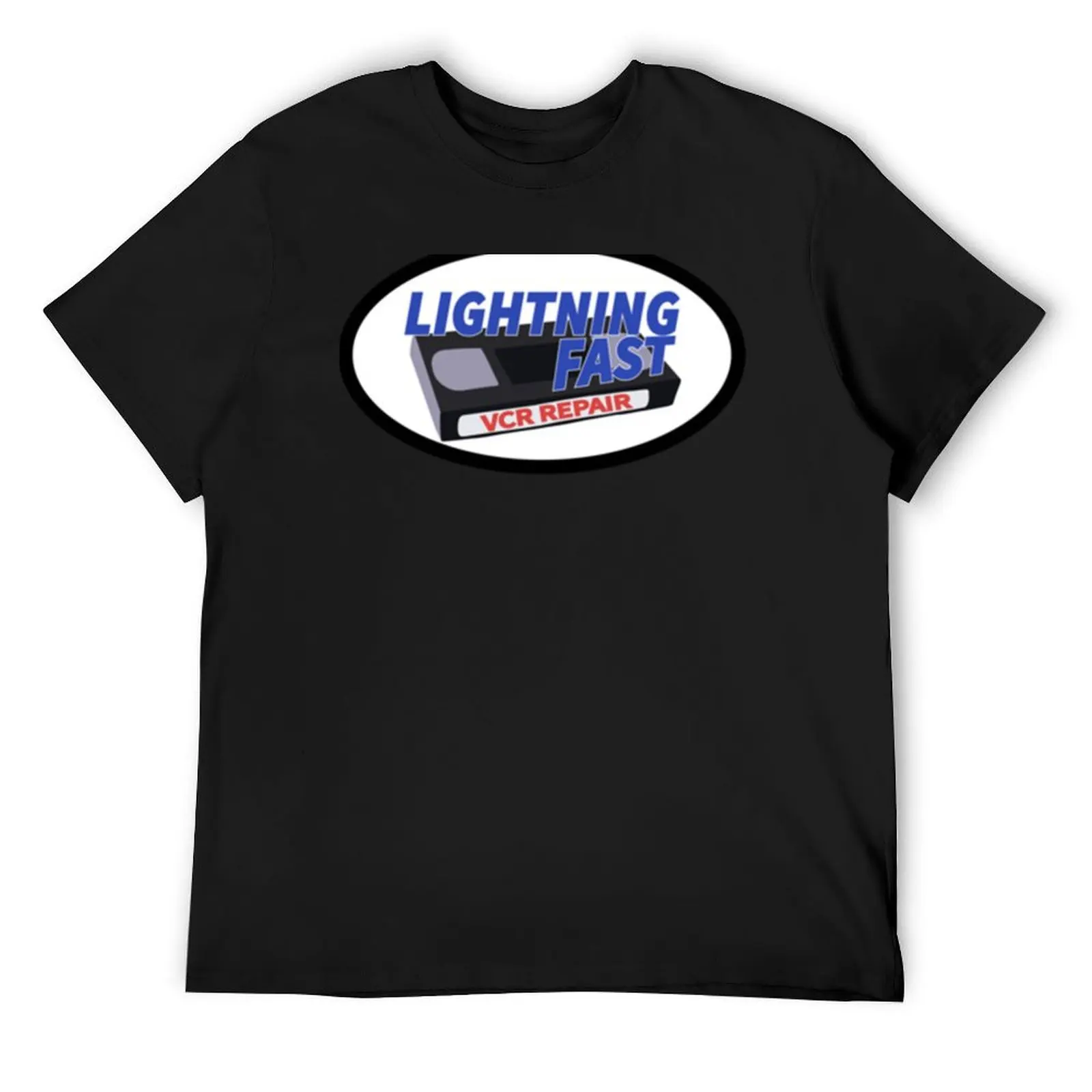 

lightning fast vcr repair logo T-Shirt anime tshirt for a boy shirts graphic men clothing
