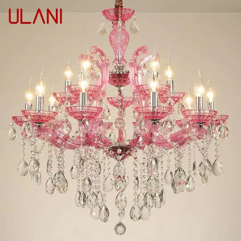 ULANI  LuxuriousCandle Pendent  Lamp European Style Crystal Lamp Art Living Room Restaurant Villa Staircase Duplex Building